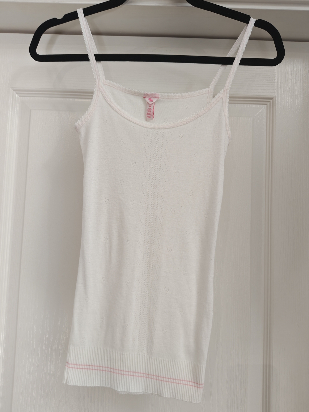 Y2K Vintage Abercrombie & Fitch White Camisole with Pink Trim